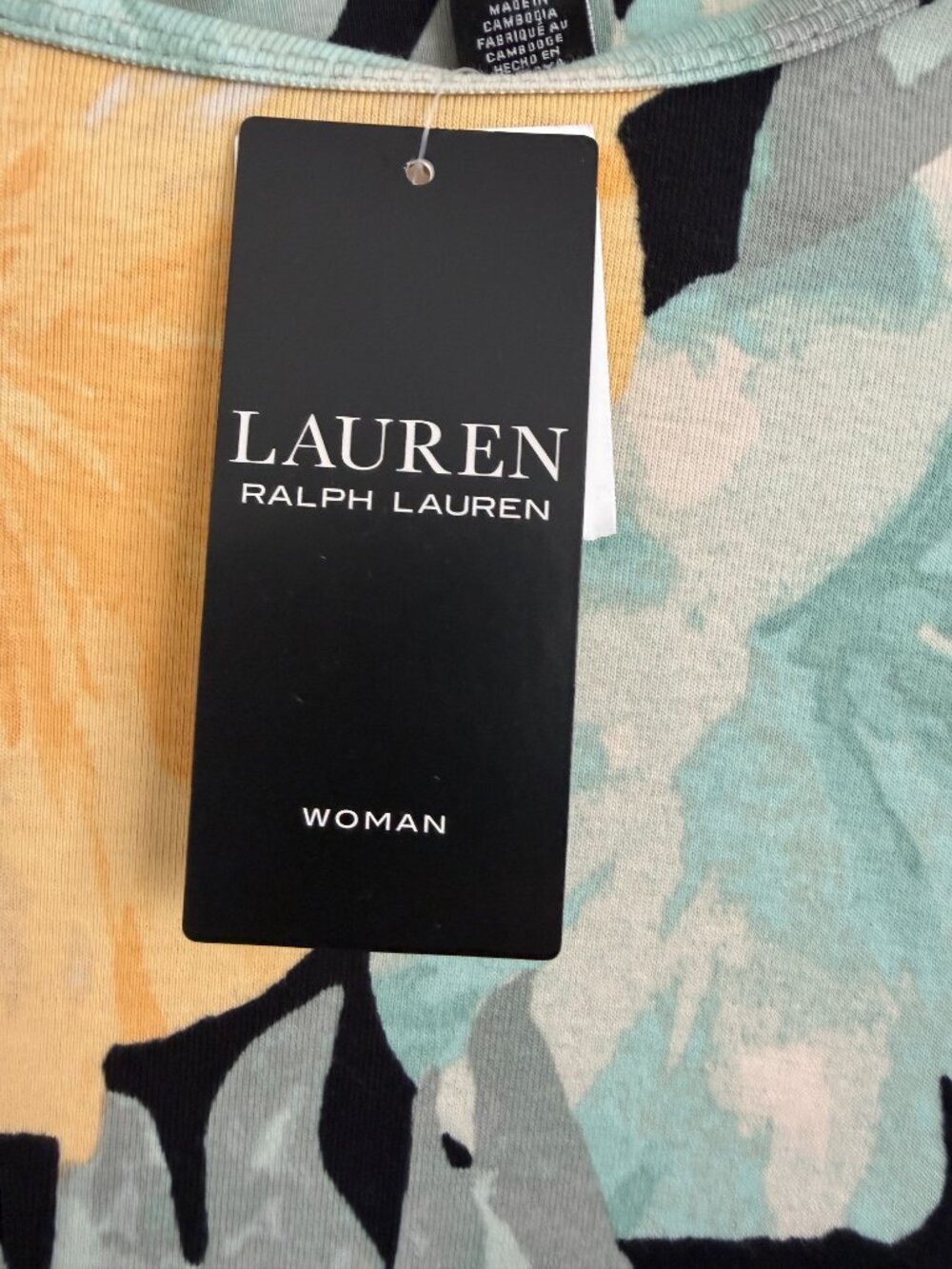 NWT Lauren Ralph Lauren Floral Print Jersey T-Shirt – 3XL-Black/Pastel- MSRP $60 - Picture 5 of 9